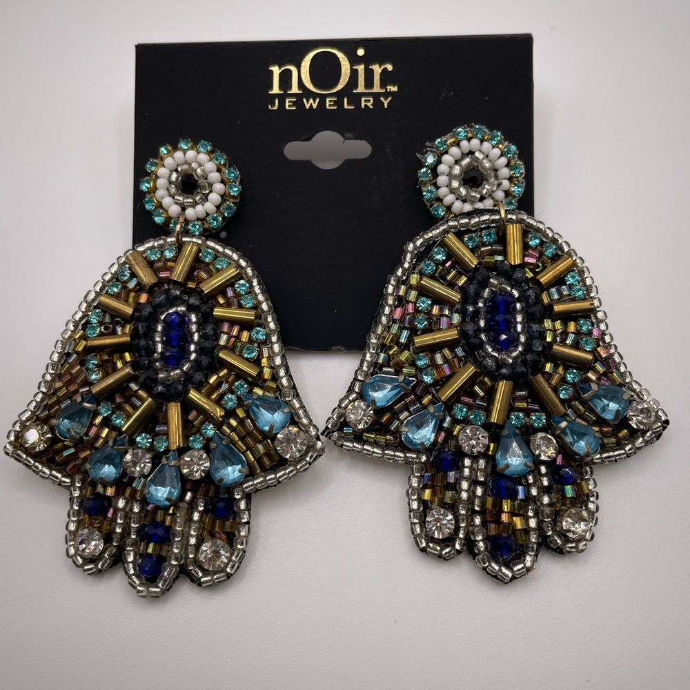 nOir jewelry pendant earrings inlaid with crystal stones